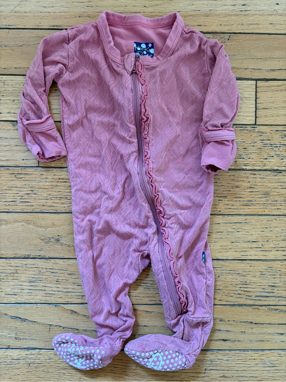 KicKee Pants Pink Baby One-Piece Footed Sleeper with Ruffle Zip